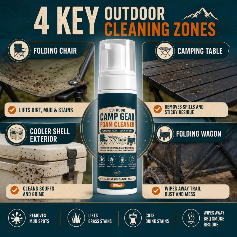 Outdoor Camp Gear Foam Cleaner with Cleaning Towel