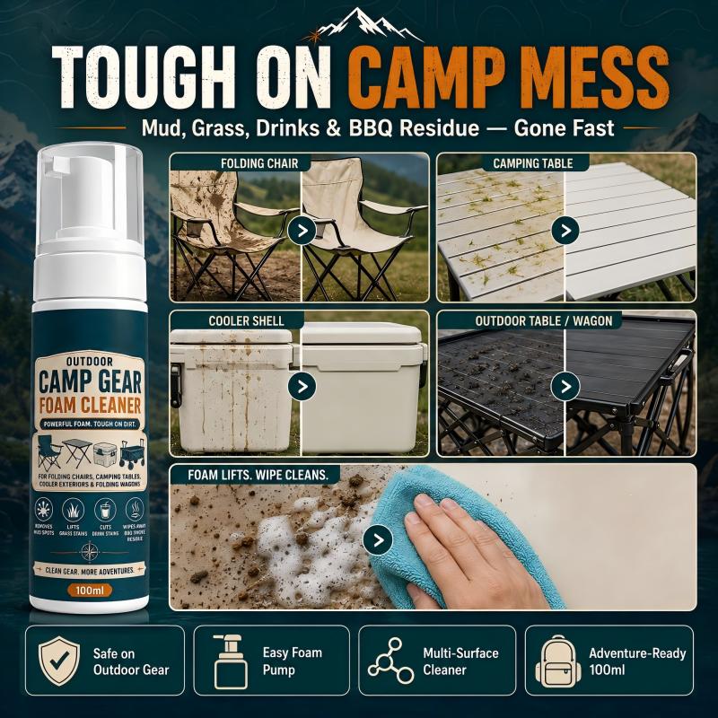 Outdoor Camp Gear Foam Cleaner with Cleaning Towel