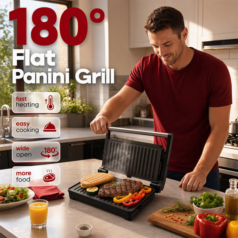 🔥Electric Sandwich Press and Panini Maker with 180-Degree Flat Grill