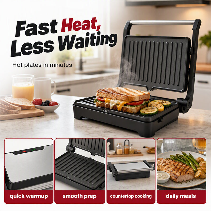 🔥Electric Sandwich Press and Panini Maker with 180-Degree Flat Grill