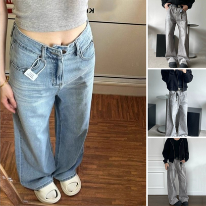 Women’s Stylish Wide-Leg Baggy Jeans with Pockets