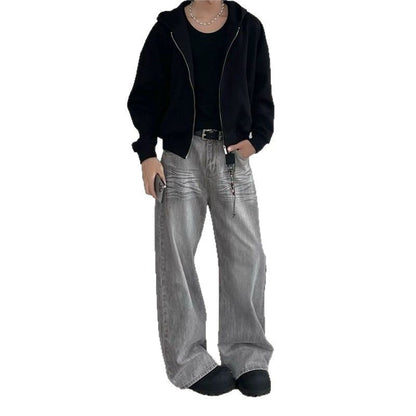 Women’s Stylish Wide-Leg Baggy Jeans with Pockets
