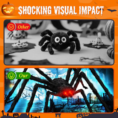 🎃Giant Halloween Spider Web Lights & Hairy Spider Decor – Choose 5m LED Web, 150cm Spider or Complete Set