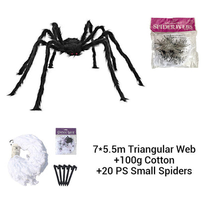 🎃Giant Halloween Spider Web Lights & Hairy Spider Decor – Choose 5m LED Web, 150cm Spider or Complete Set