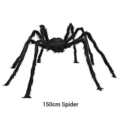 🎃Giant Halloween Spider Web Lights & Hairy Spider Decor – Choose 5m LED Web, 150cm Spider or Complete Set