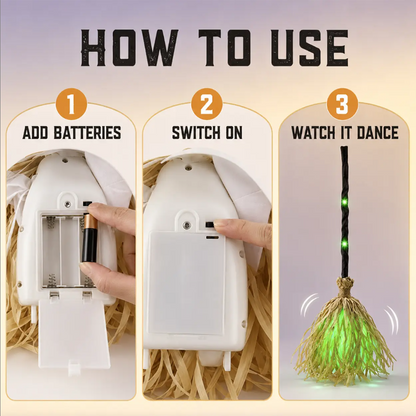 🧹Animated Witch Broom Halloween Decoration with Lights and Sound🧙