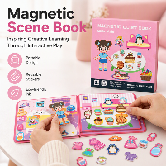 Kids Magnetic Quiet Book Folding Puzzle Scene Early Educational Toy for Boys Girls