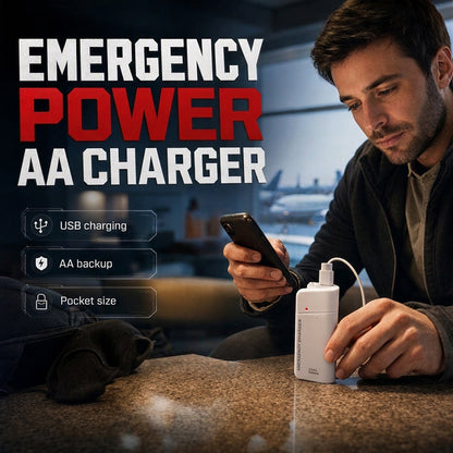Portable Emergency Phone Charger AA Battery Powered Power Bank with LED Flashlight