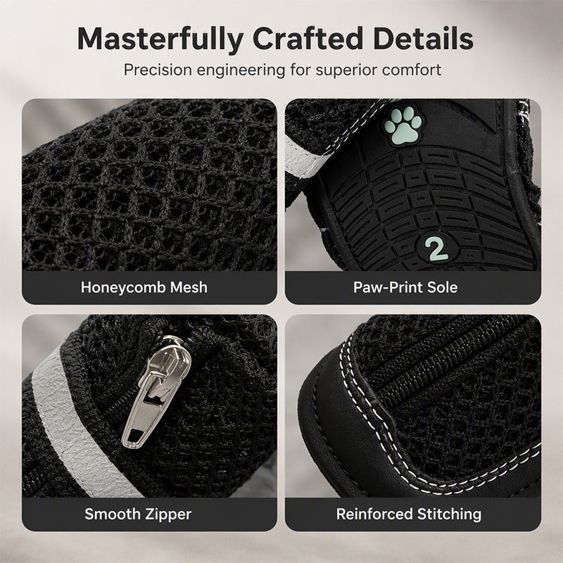 Breathable Mesh Dog Shoes with Reflective Details