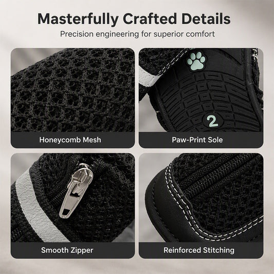 Breathable Mesh Dog Shoes with Reflective Details