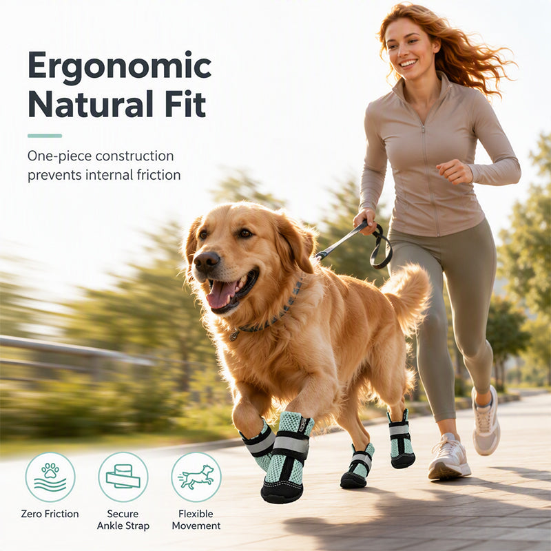 Breathable Mesh Dog Shoes with Reflective Details
