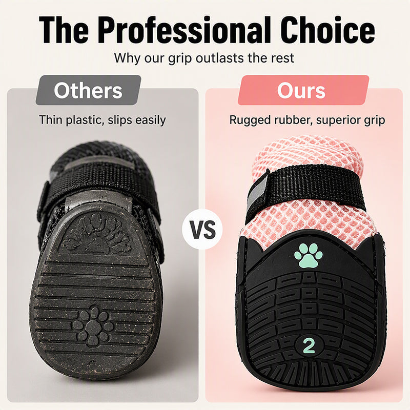 Breathable Mesh Dog Shoes with Reflective Details