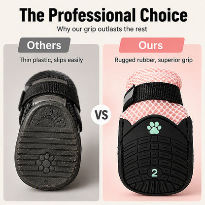 Breathable Mesh Dog Shoes with Reflective Details