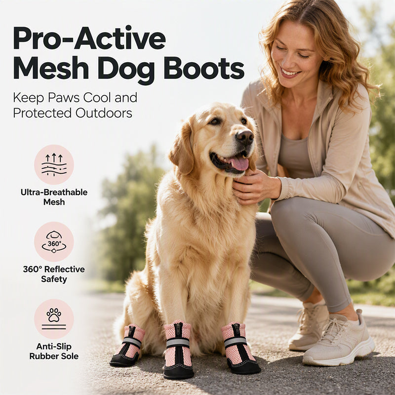 Breathable Mesh Dog Shoes with Reflective Details