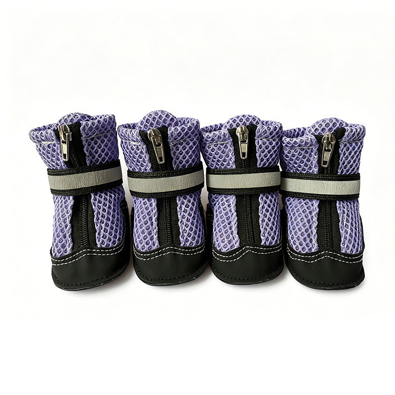 Breathable Mesh Dog Shoes with Reflective Details