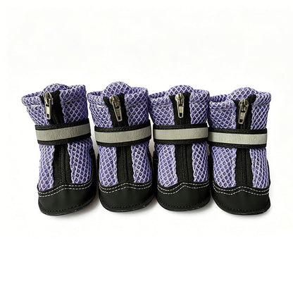 Breathable Mesh Dog Shoes with Reflective Details