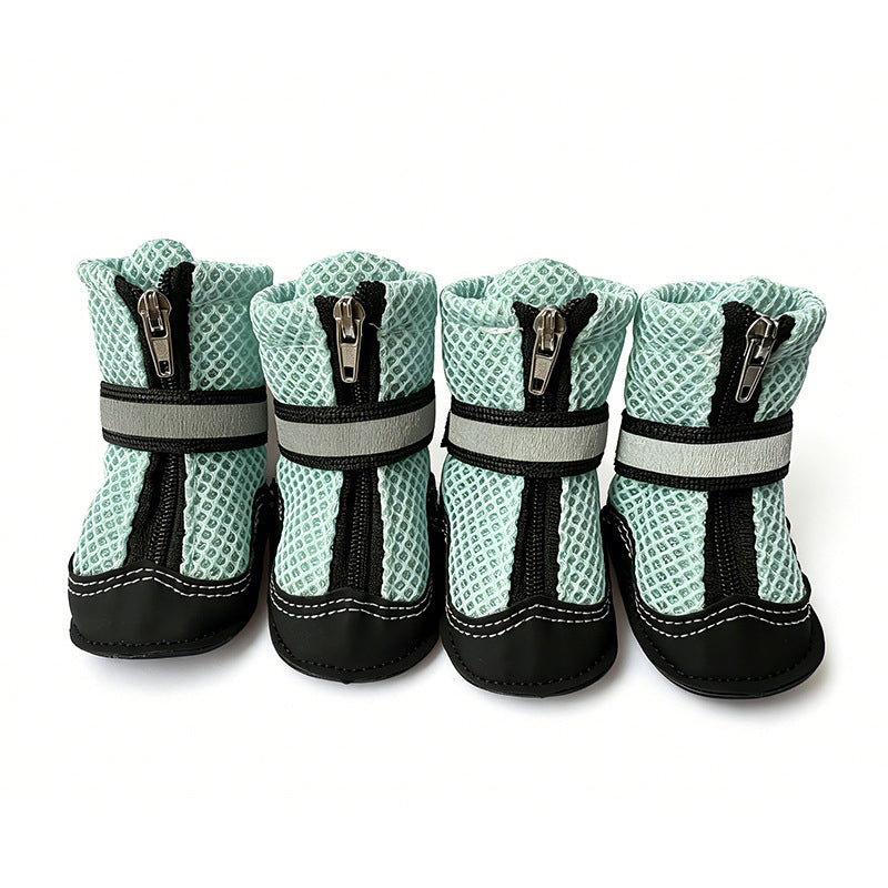 Breathable Mesh Dog Shoes with Reflective Details