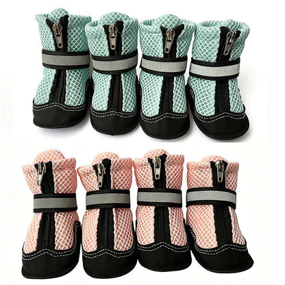 Breathable Mesh Dog Shoes with Reflective Details
