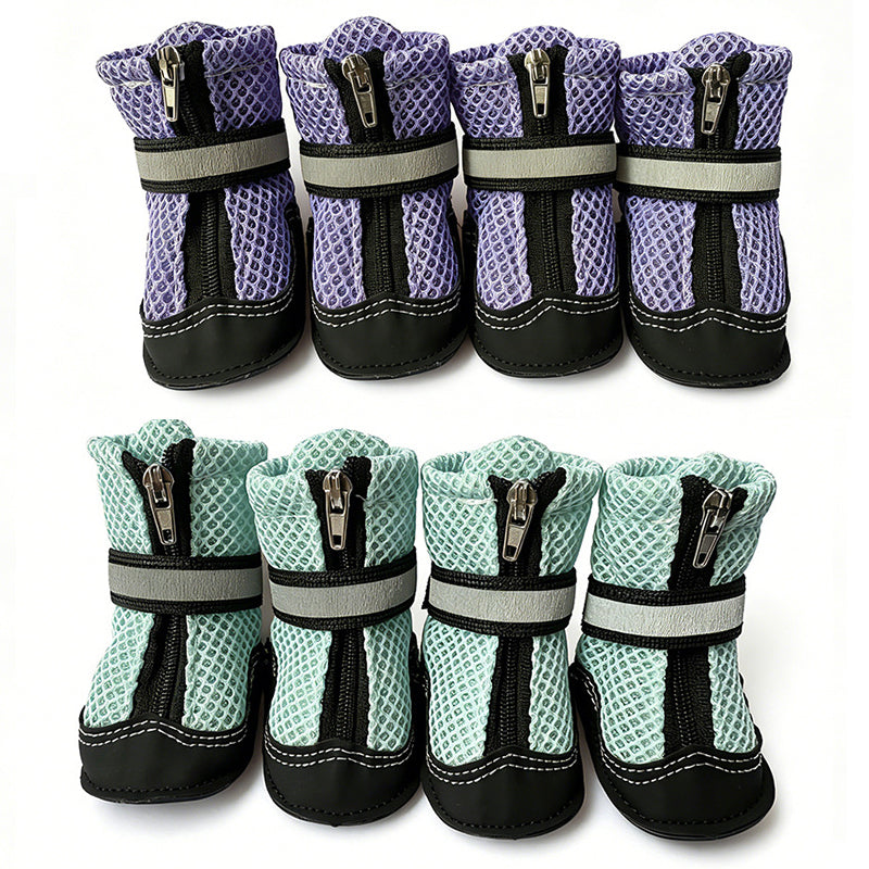Breathable Mesh Dog Shoes with Reflective Details