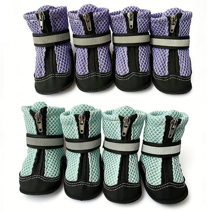 Breathable Mesh Dog Shoes with Reflective Details
