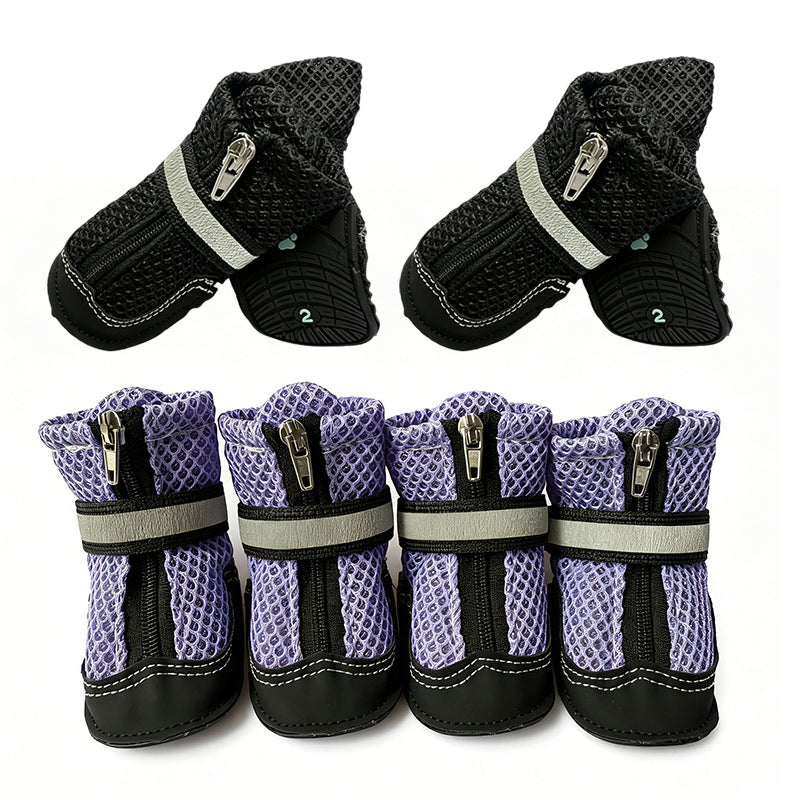 Breathable Mesh Dog Shoes with Reflective Details