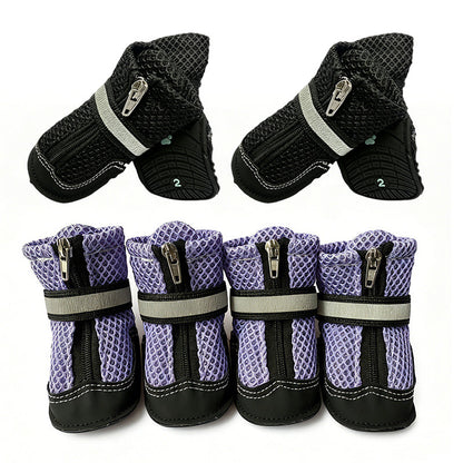 Breathable Mesh Dog Shoes with Reflective Details