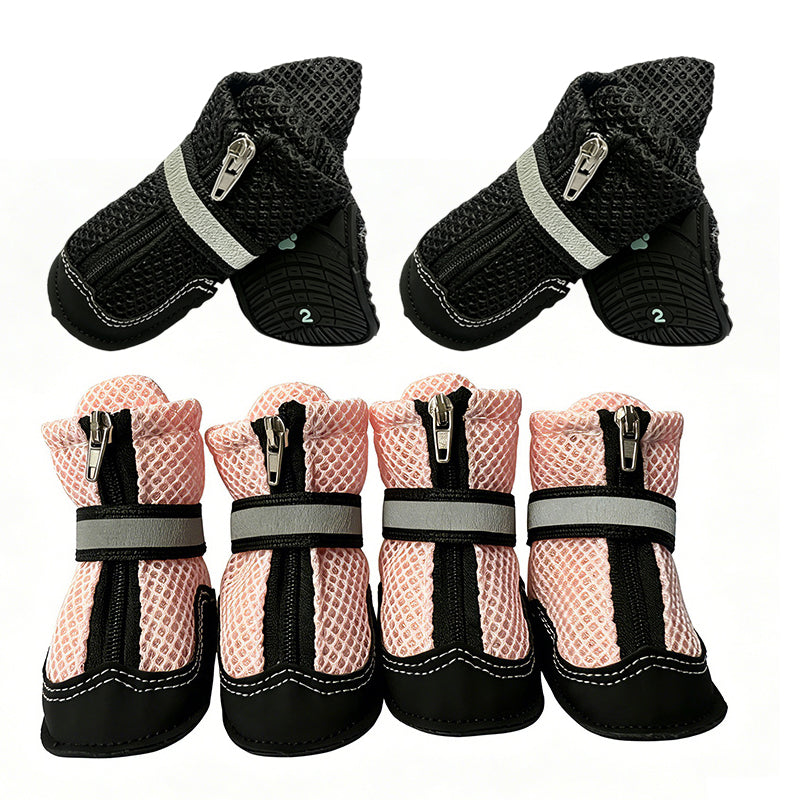 Breathable Mesh Dog Shoes with Reflective Details