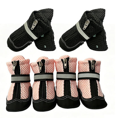 Breathable Mesh Dog Shoes with Reflective Details