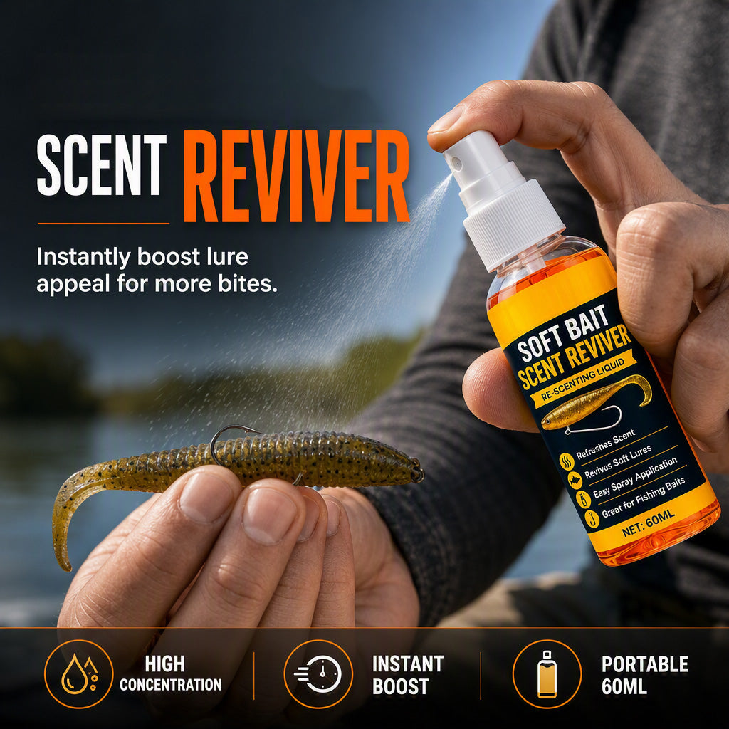 🎣 Soft Bait Scent Booster Spray High‑Concentration Fishing Lure Scent Reviver, Portable Instant Attractant Spray for Fresh & Saltwater Soft Baits