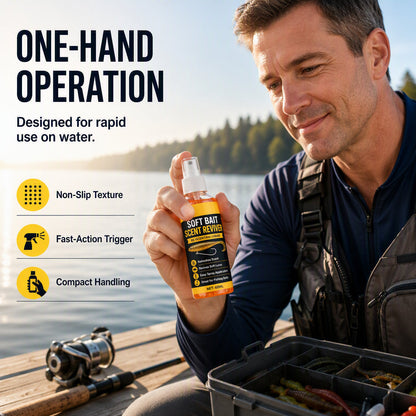 🎣 Soft Bait Scent Booster Spray High‑Concentration Fishing Lure Scent Reviver, Portable Instant Attractant Spray for Fresh & Saltwater Soft Baits