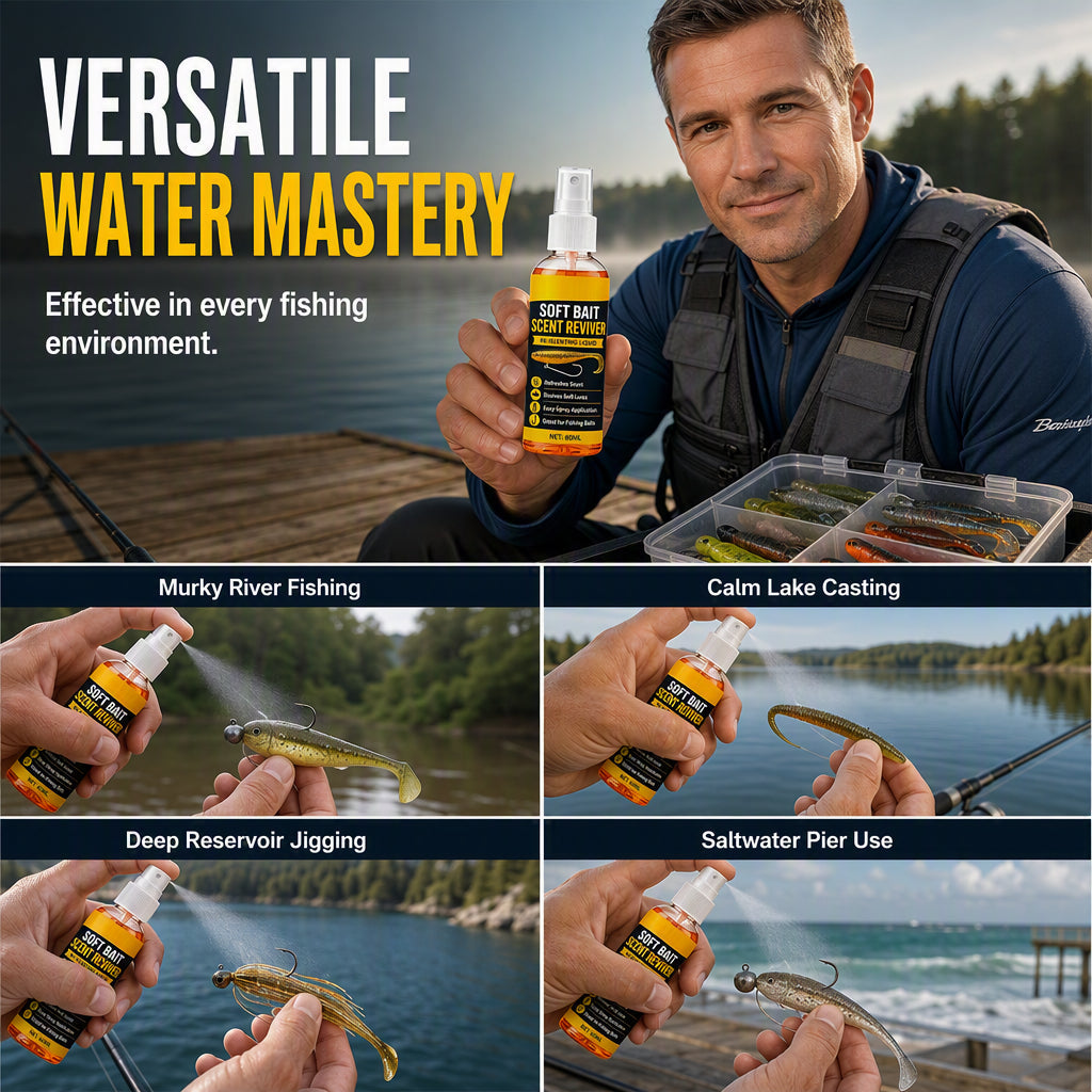 🎣 Soft Bait Scent Booster Spray High‑Concentration Fishing Lure Scent Reviver, Portable Instant Attractant Spray for Fresh & Saltwater Soft Baits