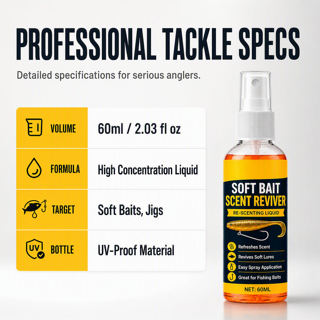 🎣 Soft Bait Scent Booster Spray High‑Concentration Fishing Lure Scent Reviver, Portable Instant Attractant Spray for Fresh & Saltwater Soft Baits