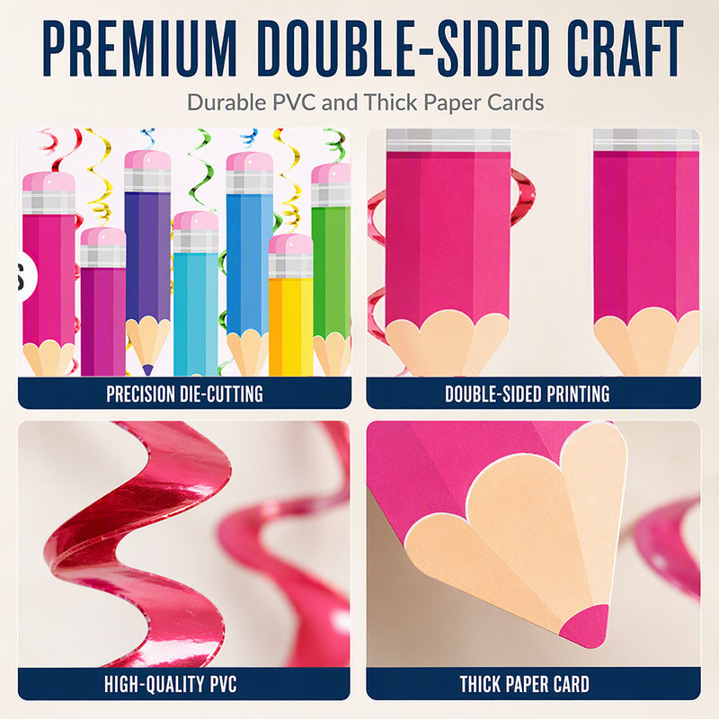 Colorful Pencil Hanging Swirl Party Decorations