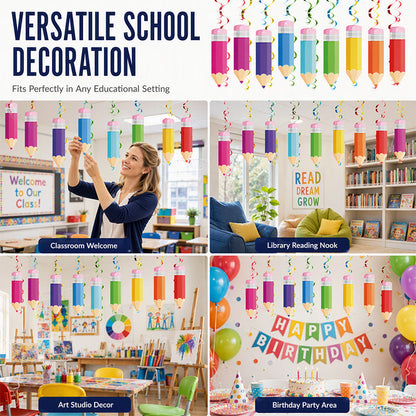 Colorful Pencil Hanging Swirl Party Decorations