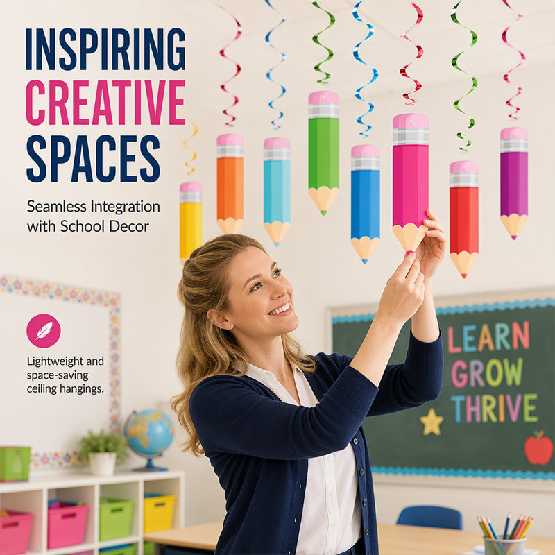 Colorful Pencil Hanging Swirl Party Decorations