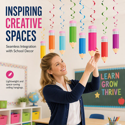 Colorful Pencil Hanging Swirl Party Decorations