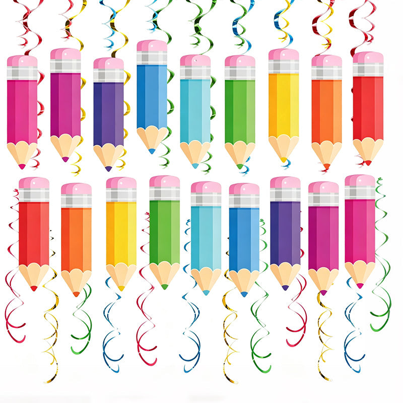 Colorful Pencil Hanging Swirl Party Decorations