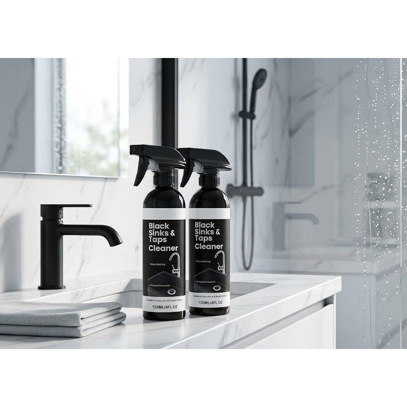🚿50% OFF NOW! Limescale Cleaner Spray for Black Sinks & Taps, Stubborn Water‑Stain Remover Spray, No‑Scrub Bathroom Fixture Cleaner for Faucets, Sinks & Shower Surfaces