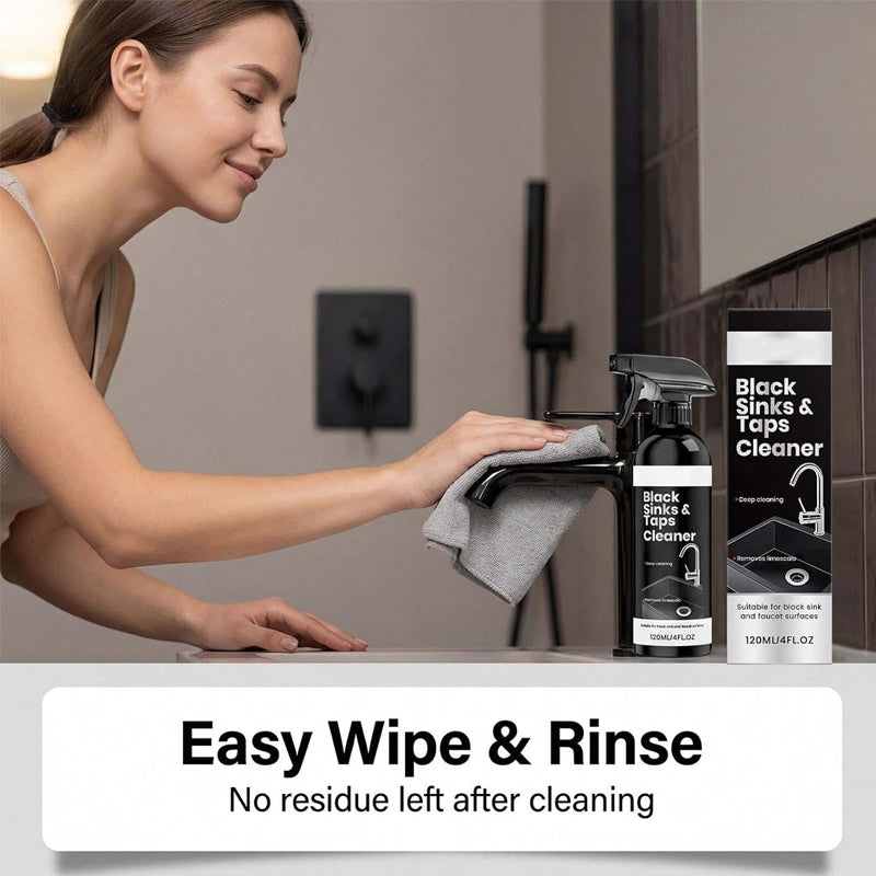 🚿50% OFF NOW! Limescale Cleaner Spray for Black Sinks & Taps, Stubborn Water‑Stain Remover Spray, No‑Scrub Bathroom Fixture Cleaner for Faucets, Sinks & Shower Surfaces