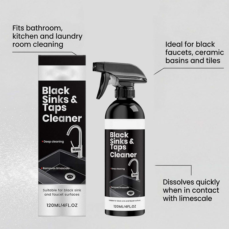 🚿50% OFF NOW! Limescale Cleaner Spray for Black Sinks & Taps, Stubborn Water‑Stain Remover Spray, No‑Scrub Bathroom Fixture Cleaner for Faucets, Sinks & Shower Surfaces