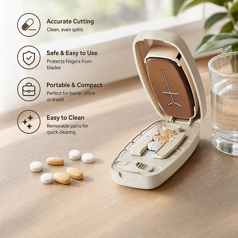 💊 Portable Pill Cutter for Halves & Quarters