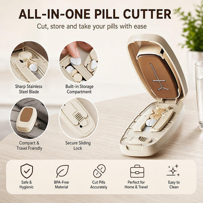 💊 Portable Pill Cutter for Halves & Quarters