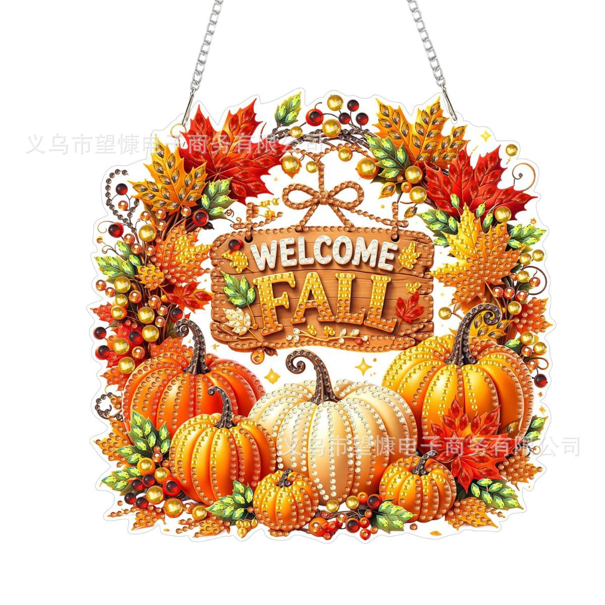🍂 Autumnal Pumpkin Wreath Diamond Painting Hanging Decor, Complete DIY Kit