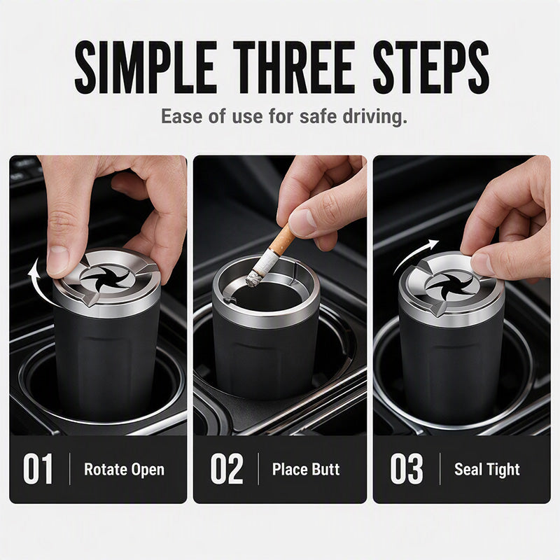 🛡️Rotating Car Ashtray with Ceramic Inner Liner