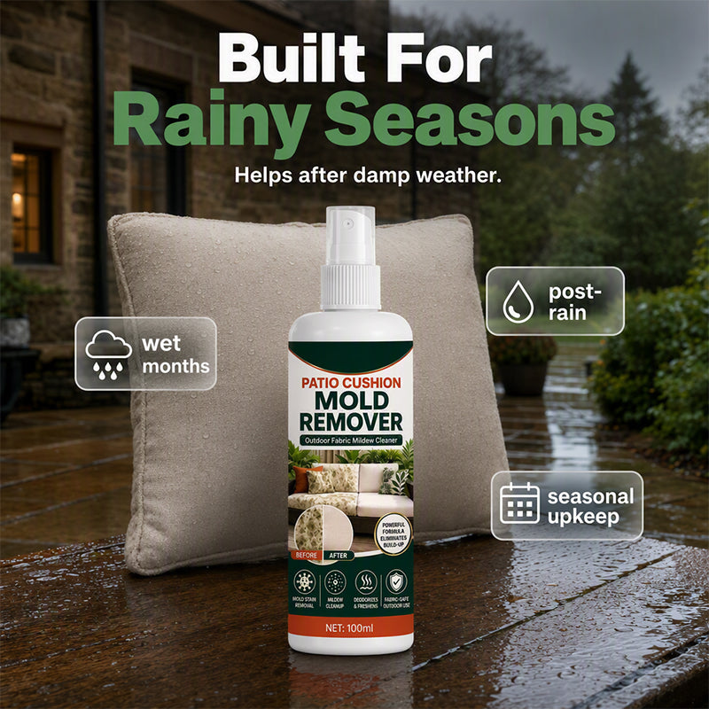 🧽50% OFF NOW! Patio Cushion Mold Remover Spray, Powerful Mildew Stain Cleaner, Quick Mold & Mildew Stain Removal Spray Safe for Outdoor Fabric Cushions, Patio Furniture Upholstery Cleaning Solution
