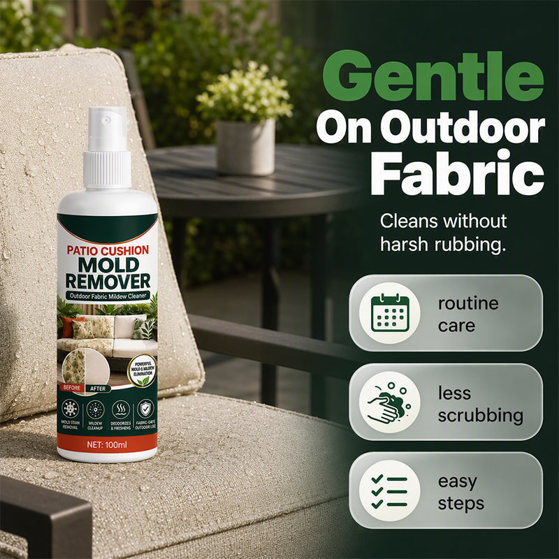 🧽50% OFF NOW! Patio Cushion Mold Remover Spray, Powerful Mildew Stain Cleaner, Quick Mold & Mildew Stain Removal Spray Safe for Outdoor Fabric Cushions, Patio Furniture Upholstery Cleaning Solution