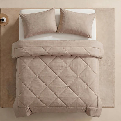 🛏️ Brushed Microfiber Comforter Set: Diamond Quilting, Moisture-Wicking, All-Season, 2 Pillowcases