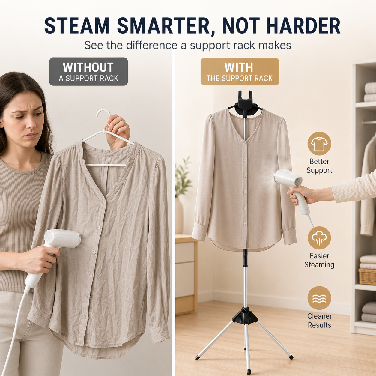 👕 Steam, Hang & Smooth – Adjustable Garment Steamer Stand, Sturdy & Stable. 50% Off. UK Stock