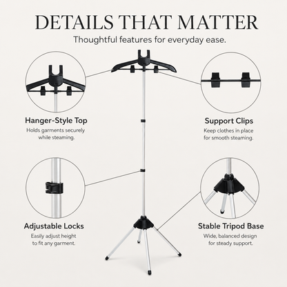 👕 Steam, Hang & Smooth – Adjustable Garment Steamer Stand, Sturdy & Stable. 50% Off. UK Stock