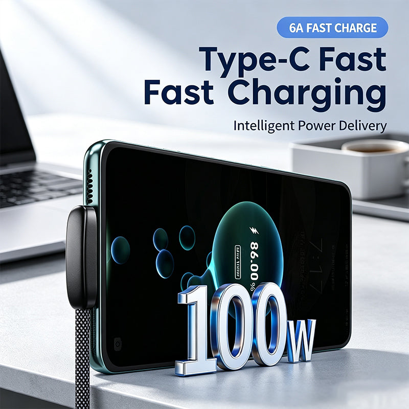⚡ 100W-Rated 90° USB-A to USB-C Cable – Game & Charge